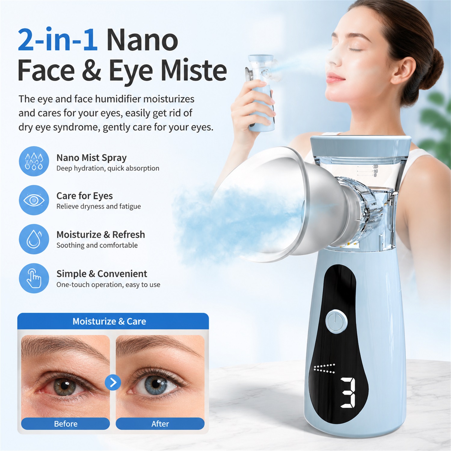 Facial Steamer Nano - Nano Cold Spray Gezichtsstoomapparaat - Mini